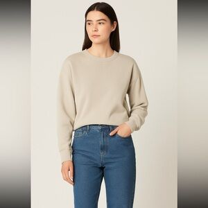 Oak and Fort Beige Crewneck Sweater Size Medium